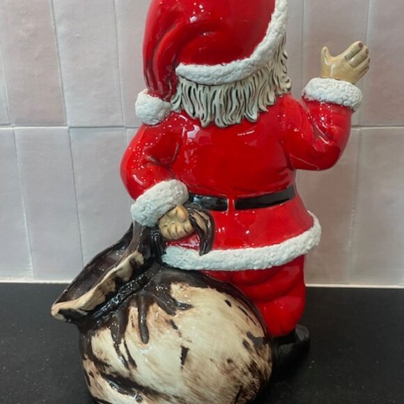 SANTA CLAUS WITH SACK HAND PAINTED CERAMIC FIGURINE STATUE 10" VINTAGE CHRISTMAS - Picture 7 of 10